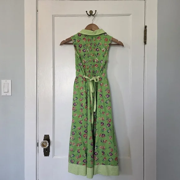 Vintage Cornelloki by April Cornell – Girls Size 9/10 – Green / Pansy Floral - Picture 6 of 8